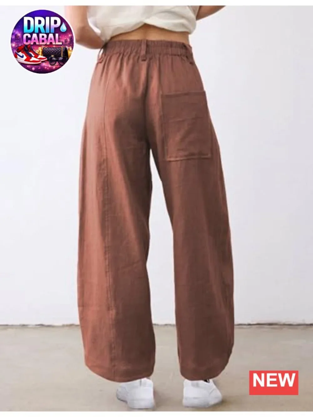 Linen Blend Wide Leg Capri Palazzo Pants Elastic Waist Casual Beach Vacation
